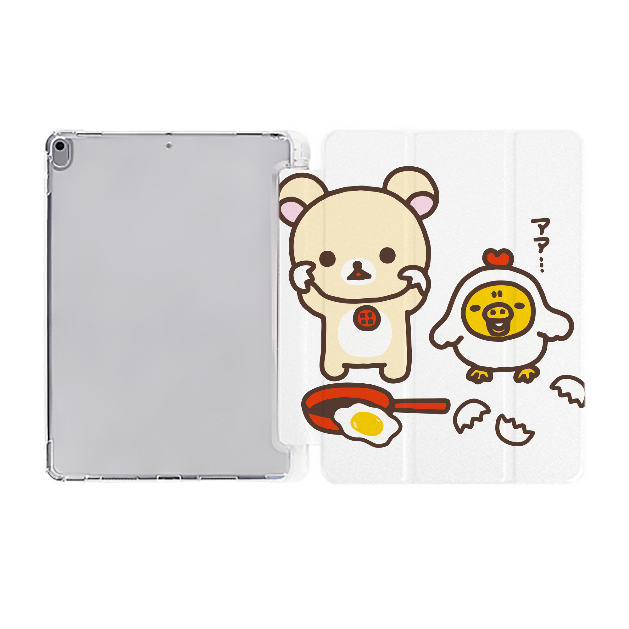 （画像用） リラックマ リラックマ キイロイトリ Rilakkuma Korilakkuma Kiiroitori IPad ケース ペン収納付き 三つ折りスタンド PUレザー×シリコン 対応機種9.5/10.5/10.9インチ
